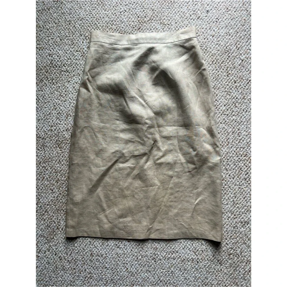 100% Linen Pencil Skirt VTG 80s Sz 8